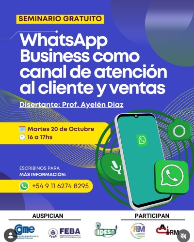  seminario gratuito: whatsapp business como canal de atención al cliente y ventas