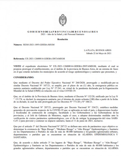 resolución del gobierno de la pcia de buenos aires